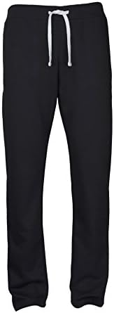 VbrandeD Men's Heavyweight Core Fleece Casual Open Bottom Pants Black X-Large