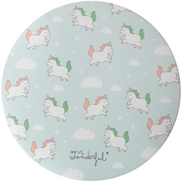 WONDEE Mr Wonderful Round Mouse Mat with Mini Unicronium Design on Sky Blue Background, Unicorns, Medium