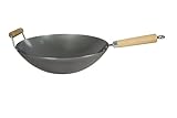 Dexam Padella professionale Wok in acciaio al carbonio, 34 cm