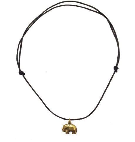 Lucky Hand Cast Bronze Elephant pendant necklace on adjustable waxed cotton cord. Handmade in Kathmandu, Nepal - fairtrade - pendant measures 2cm in diameter -