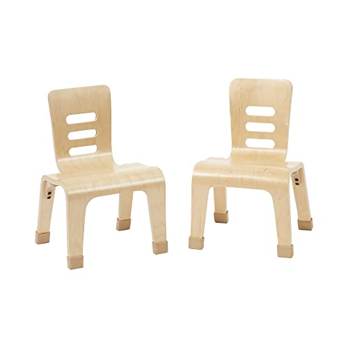 ECR4Kids Bentwood Chair, 10in Seat Height , Stackable Seats, Natural, 2-Pack