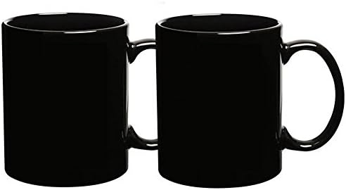 YUEMU Classic Straight Ceramic Drinking Mugs with Handle Mugs for Coffee Milk Breakfast Cups 12Oz-Pack of 2(Black, 12oz)