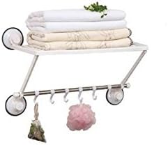 Vieworld 1-Tier Wall Mounted Kitchen and Bathroom Storage Shelf, 6 Hooks