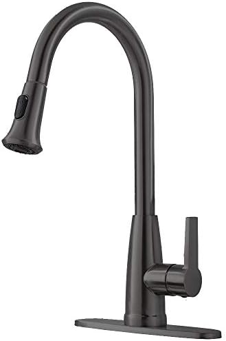 Hotis Commercial Stainless Steel Lead-Free Gooseneck High Arc Kitchen Sink Faucet, Kitchen Faucet