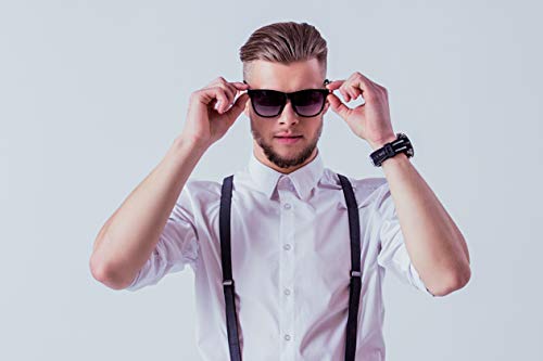 Navisima Adjustable Elastic Y Back Style Suspenders for Men and Women With Strong Metal Clips, Red