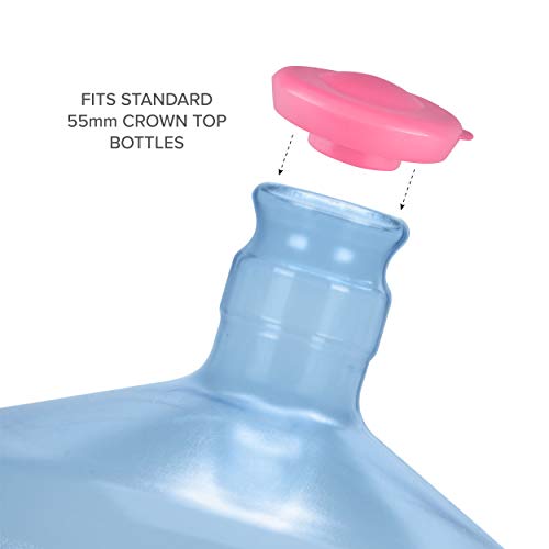 Brio Dew Cap Crown Top Replacement Cap - 4 Pack - 55mm Snap On Cap for Crown top lids for 3 & 5 Gallon Water Bottles (Pink) - Thumbnail 3
