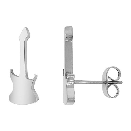 Small Stainless Steel Electric Guitar Stud Earrings 5/8 inch