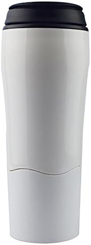 Comcl Spill Free Coffee Mug with Magic Sucker -16oz Innovative Push Not Pour Travel Coffee Cup Tumbler Mug with Splash Proof Lid - Great for Home, Office, School, Ice Drink, Hot Beverage (White)
