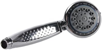 Only Handheld Shower Head 6 Setting Multifunction Round 1.5GPM Water Saving Rainshower Curved Handle Standard Universal Polished Chrome Rainfall Sprayer