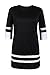 Halife Women's Elegant 3/4 Sleeve Crewneck Contrast Color Straight Shift Dress (XXL, Black)