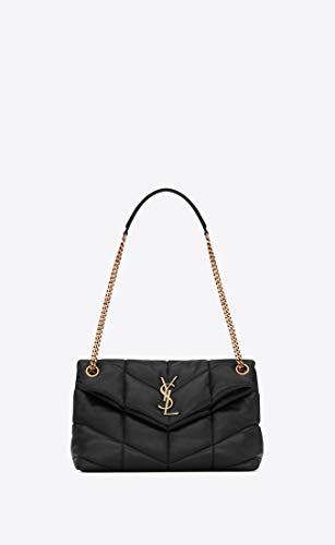 Saint Laurent Women'S Loulou Puffer Black Small Quilted Lambskin Handbag (Bronze Metal Fittings)