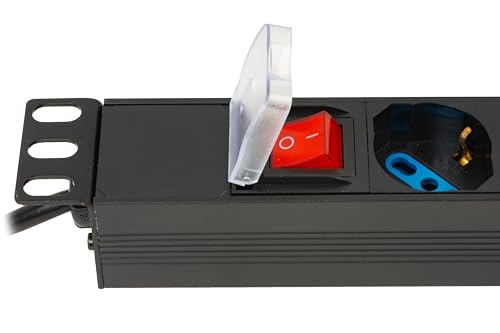 Link 19" Rack Power Strip LK10051 with 8 Universal Sockets and Switch, Italian Plug, 16A, Cable 1.75 m, Metal, Capacity 3.5 KW, Dimensions 48.5 x 4.5 x 4.5 cm. Reversible Flights