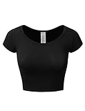 Doublju Short Sleeve Cotton Blend Solid & Printed Crop Top