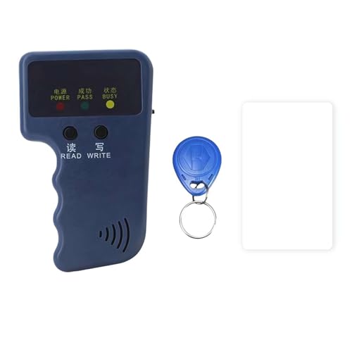 RFID Reader Writer, Handheld 125khz Copier RFID Smart ID Card Duplicator, RFID Copier RFID Cloner with Writable Tags Keychains,RFID Card Copier Duplicator (1set Blue)