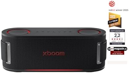 xboom Bounce by will.i.am, tragbarer Bluetooth-Lautsprecher (Signature Sound, nach Oben gerichtete Passivstrahler, IP67, bis zu 30 Std. Akkulaufzeit), Schwarz [Modelljahr: 2025]