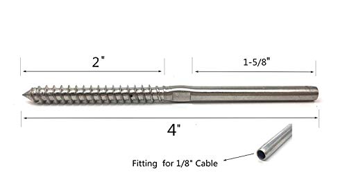 Senmit Swage Lag Screws Left & Right for 1/8" Cable Railing, 316 Stainless Steel Stair Deck Railing Wood Post Balusters System 10 Pairs