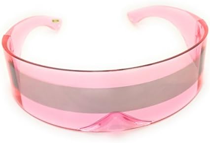 Futuristic Shield Sunglasses Monoblock Cyclops 100% UV Production (Pink -Silver Stripe)