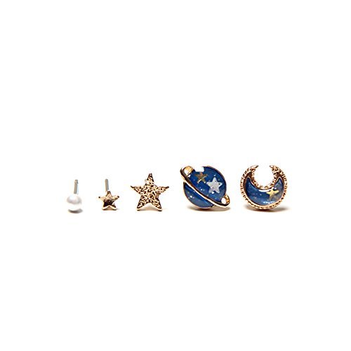 Nuwastone women\'s Mooon & Star & Planet Earring Set (Blue earing)