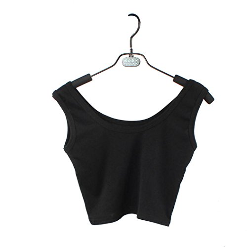DondPO Women Tight Crop Top Skinny O-Neck T-Shirts Sports Dance SleevelessT Cotton Flexible Activewear Running Workouts Clothes Yoga Racerback Tank Tops For Women (Black, M)