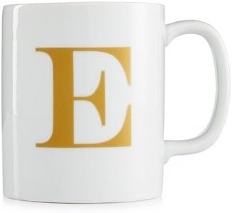 The Cellar Gold-Tone Initial Mug Collection Porcelain Letter 'E' Mug