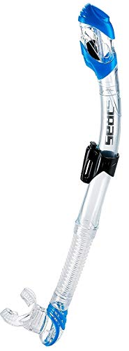 SEAC Frameless Snorkel Set for Men and Women | Comfortable Adjustable, Frameless Mask Made from Clear Tempered Glass | Dry Snorkel with Bottom Purge Valve | Snorkeling and Freediving Gear - Blue