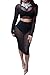 Women's See Through Sheer Mesh Crop Top Skirt 2 Pieces Dress Outfits S Black