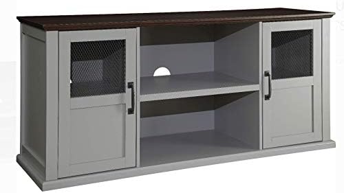 Amazon Com Bhg Metal Wire Mesh Wooden Gray Storage Accent Cabinet