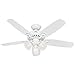 Hunter Fan Company, 52105, 42 inch Builder Snow White Ceiling Fan with LED Light Kit and Pull Chain