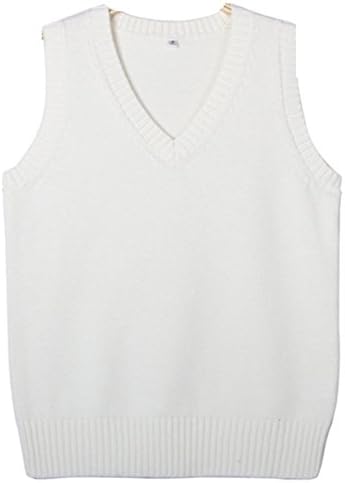 Youtei School uniform best Short sleeves cardigan (XS(Asia S), White)