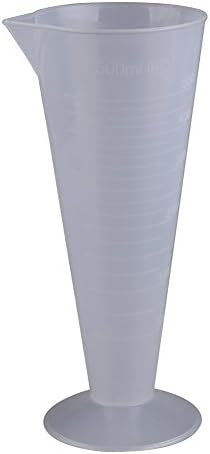 KOKEE Conical Clear White Plastic Graduated Measuring Cup Lab Set (500ml)