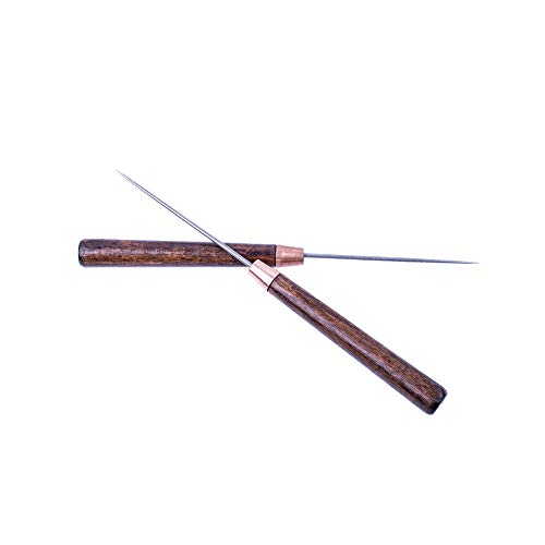 ZLKSKER (Pack of 2) Leather Scratch Awl with Wooden Handle, Sewing Tailors Awl for Punch Stitching, DIY Handmade Leather Craft Repair Tools