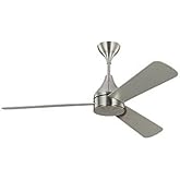 Generation Lighting | 3STMSM52BSD | Streaming Smart 52" Dimmable Indoor/Outdoor Integrated Led Brushed Steel Ceiling Fan With