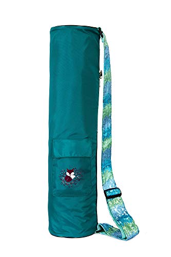 Fox Hill Fitness Yoga Mat Bag for Kids, Full Zip Sling Carrier with Pockets | Adjustable Sequin Strap