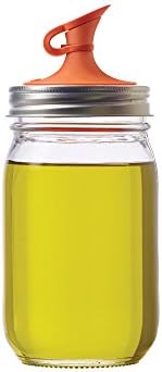 Jarware Oil Cruet Lid for Regular Mouth Mason Jars, Orange