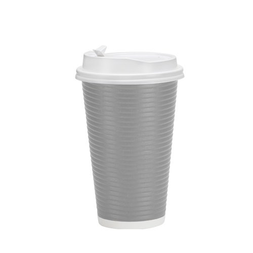 PREMIUM Disposable Hot Paper Cups With Lids| Double Wall & Ripple Insulation For Heat Protection| Perfect For Your Coffee/Tea/Espresso| Birthday/Party/Restaurant Supplies 30 Count