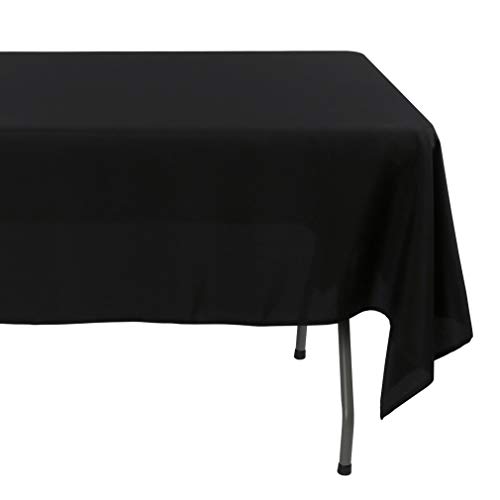 Waysle 60 x 102-Inch Rectangular Tablecloth, 100% Polyester Washable Table Cloth for 6Ft. Rectangle Table, Black