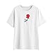 Shensee Tshirt Rose Embroidery Summer Novelty Tees Blouse Short Sleeve