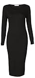 Crazy Girls Women's Long Sleeve Scoop Neck Midi Dress