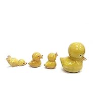 DMtse 4 X Yellow Duck Ornaments Combination Mini Ceramic Crafts Desktop Home Decoration