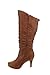 Top Moda Womens Page-65 Knee High Round Toe Lace-Up Slouched High Heel Boots,Tan,8