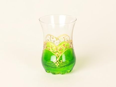 Amazon モロッコ 手描き ミントティー グラス 耐熱 グリーン 緑 モロッコ雑貨 グラス タンブラー オンライン通販