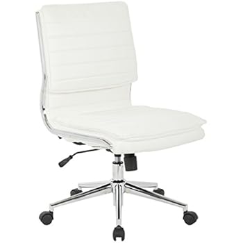 Amazon.com: Office Star Faux Leather Armless Mid Back ...