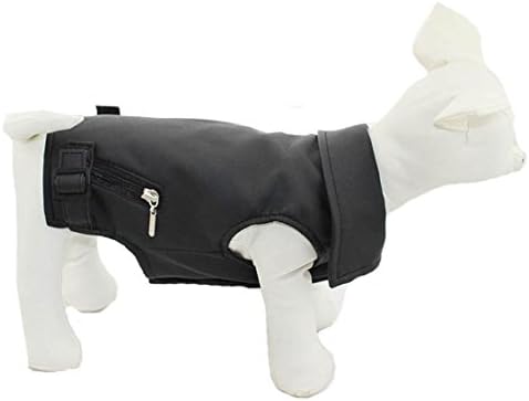 DLT-07SB Pet Clothing Dog Clothes Leather Jacket Vest Waistcoat For Small Middle Large Size Dogs Black Brown Leather Vest Tanks Very Cool (M, Black)