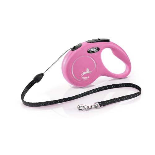 flexi Classic S | 5 m Retractable Cord Leash for Dogs up to 12 kg | Pink | Retractable Dog Lead | Weight: 160 g | Dimensions: 9.6 x 16.2 cm