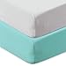 COSMOPLUS Knitted Crib Sheet Set -2 Pack Stretchy Crib Sheets for Boys Girls,Universal Knit Fitted for Standard Baby Toddler Crib Mattress,Gray/Teal