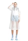ColorDrip Women's Eco-friendly EVA Fashion Translucent Raincoat White
