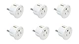 Instapark IPA-20-6P Heavy-duty USA/America Type A (2-Pin) & B (3-Pin) to European Type E & F/Schuko Electrical Wall Outlet/Socket Plug Adapter for Travel, 6-Pack (White)