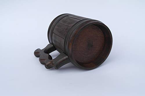 Handmade Beer Mug (10 OZ) Wooden Tankard Beer Stein Oak Wood Stainless Steel Cup Gift Natural Eco-Friendly - Thumbnail 4