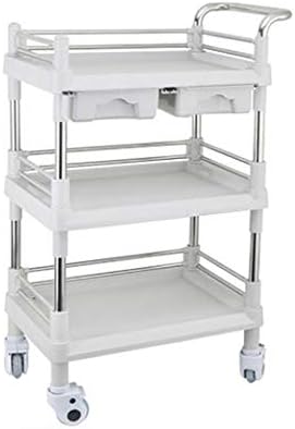 3-Shelf ABS Stainless Steel Medical Trolley | Medical Laboratory Equipment Carts | Beauty Salon Tool Cart with Universal Wheel (Size : M(L64.5W44.5H98cm))