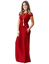 Maxi vestidos para mujer casual suelto vestido largo con bolsillos alto vestido S-XXL
